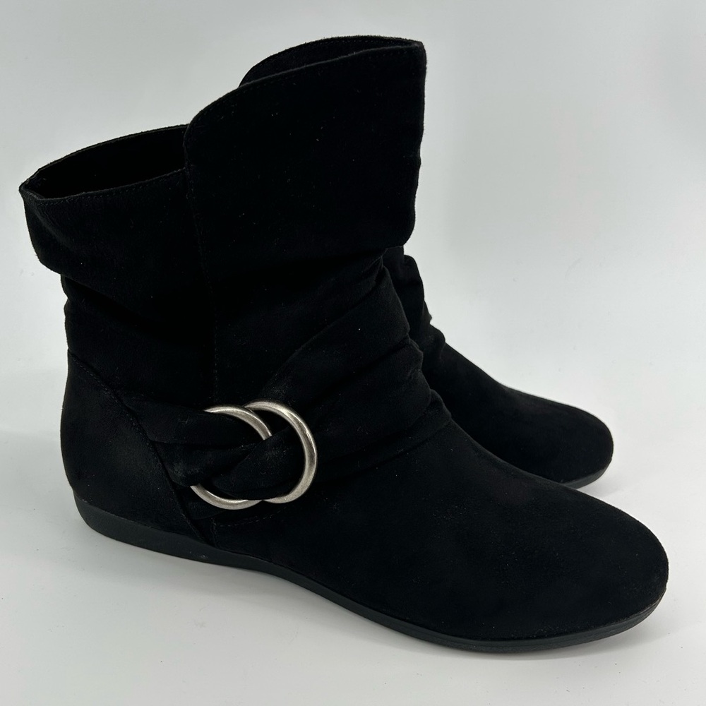 Kohls So Ankle Boots Mid-Calf silver accents Slouchy Flat Heel Women's Size 7